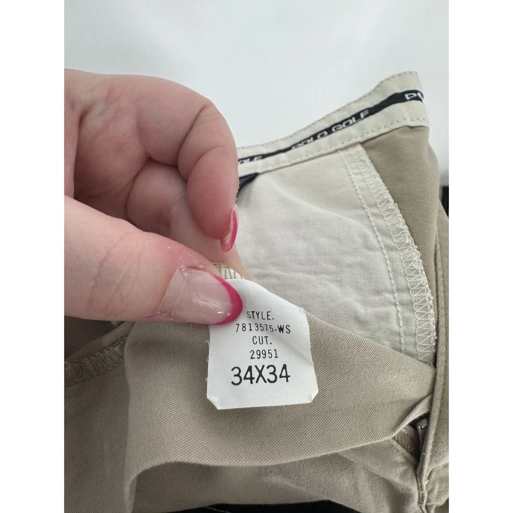 Polo Golf Ralph Lauren Links Chino Pants Mens 34x34 Khaki Straight Leg Pleated
